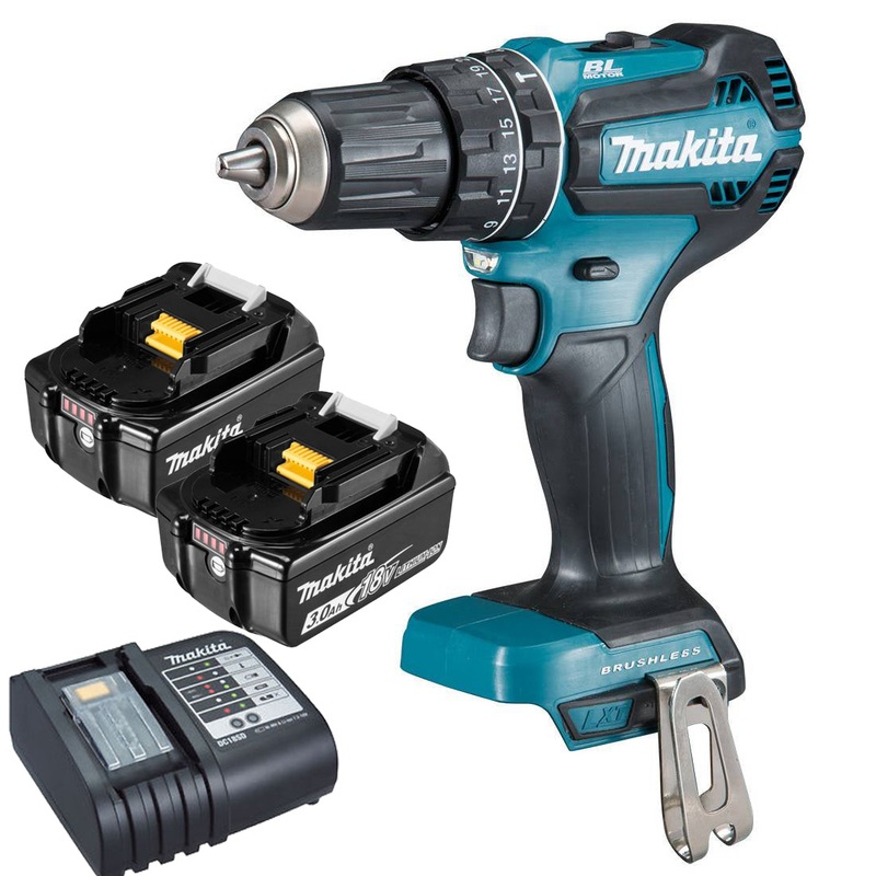 Makita 18V Brushless Hammer Driver Drill 2 x 3.0Ah Set DHP485SFE