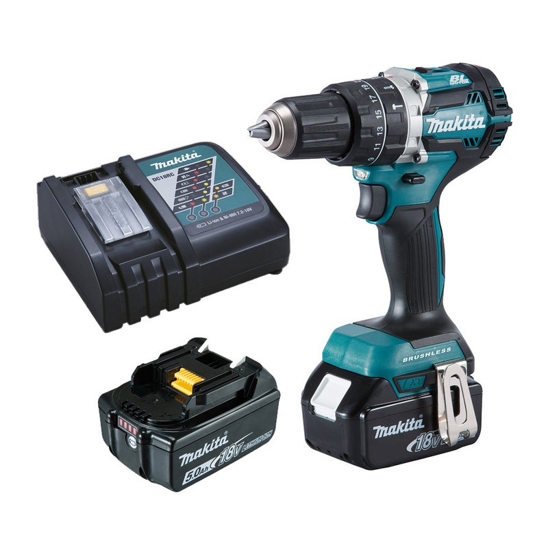 Makita 18V Brushless Hammer Driver Drill 2 x 5.0Ah Set DHP484RTE