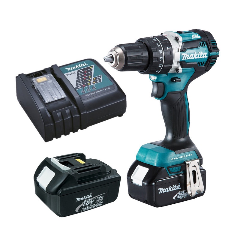Makita 18V Brushless Hammer Driver Drill 3.0Ah Set DHP484RFE