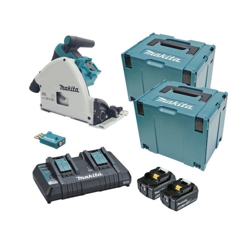 Makita 18Vx2 AWS 165mm Plunge Cut Circular Saw 5.0Ah Set DSP601PT2JU