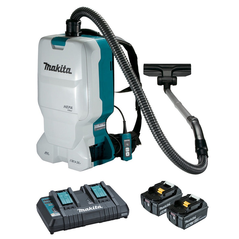 Makita 18Vx2 Backpack Vacuum 2x 5.0Ah Set DVC660T2X1