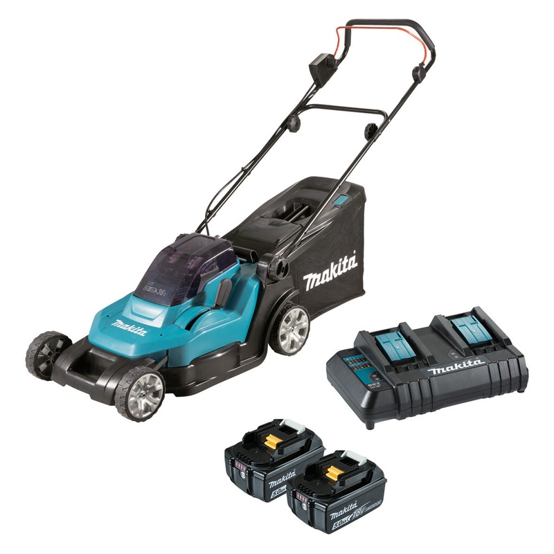 Makita 36V (18Vx2) 430mm (17) Lawn Mower 5.0ah Set DLM432CT2