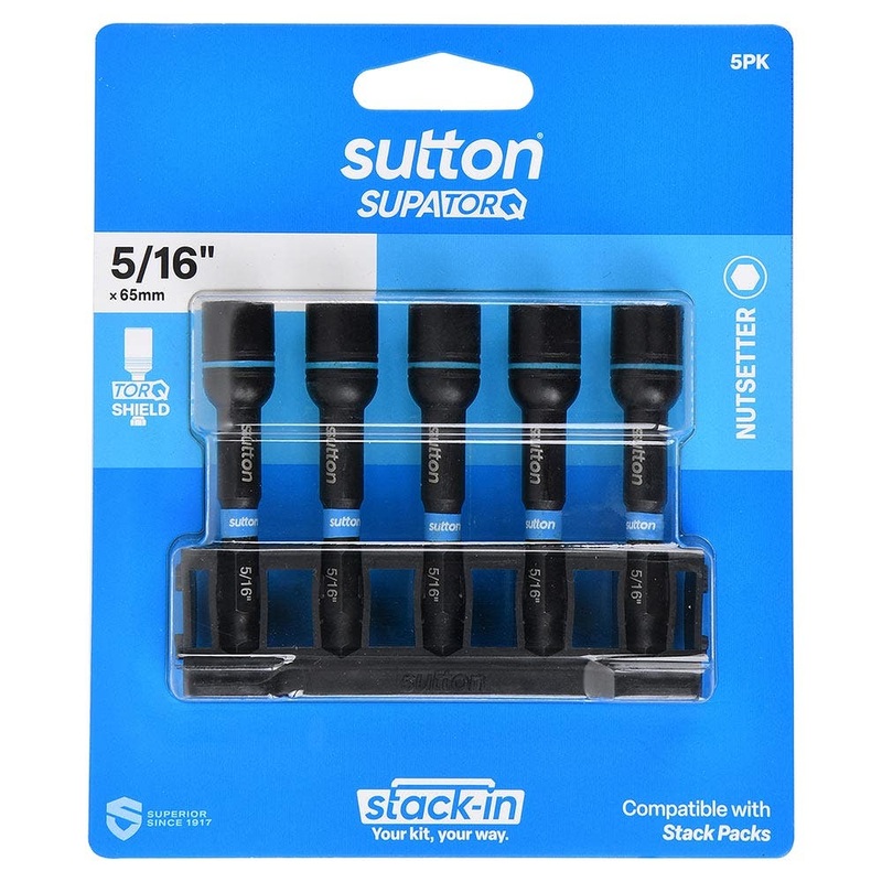 SUTTON 1/4”-5/16 X 65MM NUTSETTER BIT SET MAGNETIC – 5 PIECE S230T05CB