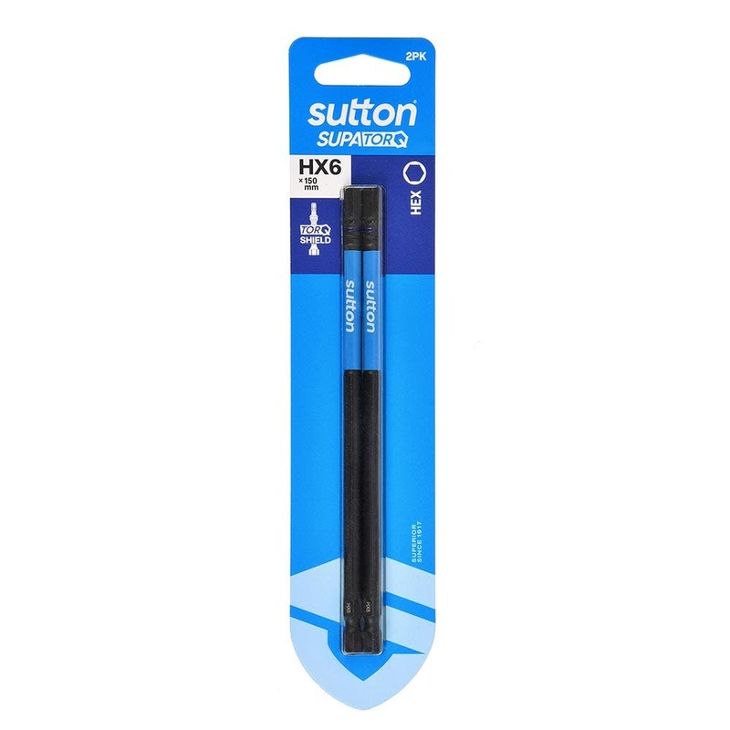 SUTTON HX6 X 150MM SUPATORQ HEX SCREWDRIVER BIT – 2 PIECE S206H02G06