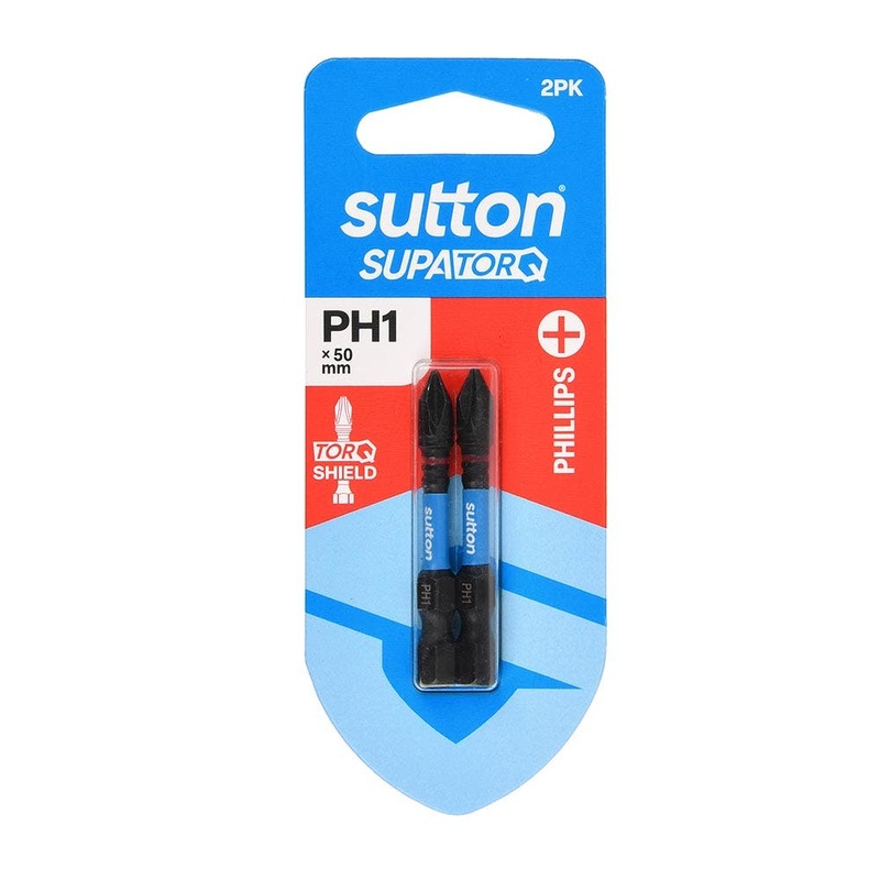 SUTTON PH1 X 50MM SUPATORQ PHILLIPS SCREWDRIVER BIT – 2 PIECE S200H02B01