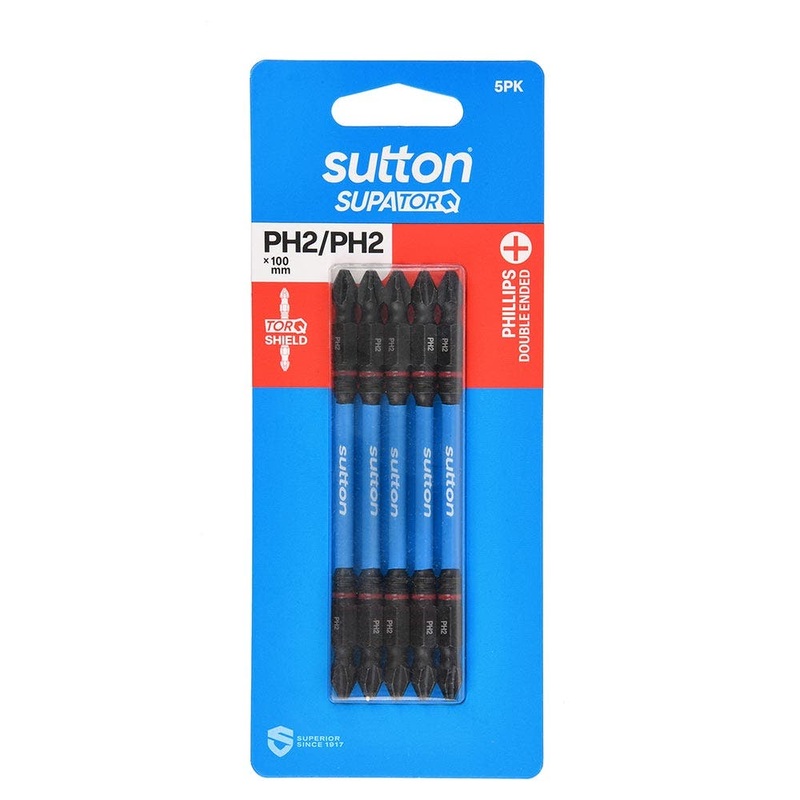 SUTTON PH2 X 100MM SUPATORQ D/E PHILLIPS SCREWDRIVER BIT – 5 PIECE S201H05E02