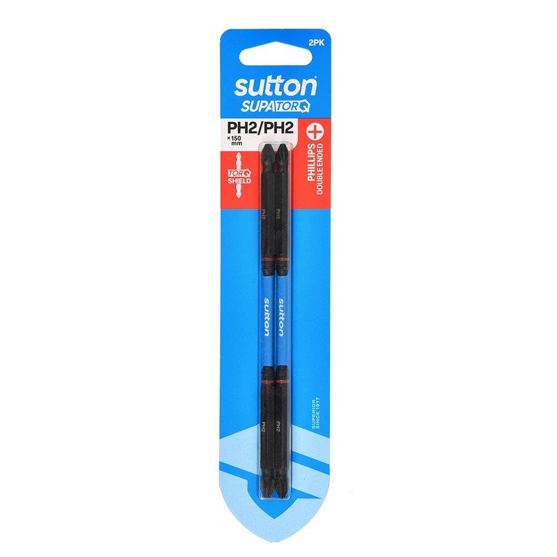 SUTTON PH2 X 150MM SUPATORQ D/E PHILLIPS SCREWDRIVER BIT – 2 PIECE S201H02G02