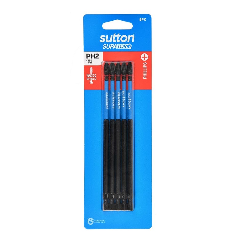 SUTTON PH2 X 150MM SUPATORQ PHILLIPS SCREWDRIVER BIT – 5 PIECE S200H05G02
