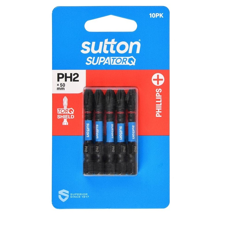 SUTTON PH2 X 50MM SUPATORQ PHILLIPS SCREWDRIVER BIT – 10 PIECE S200H10B02