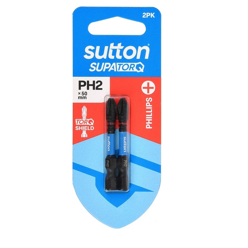 SUTTON PH2 X 50MM SUPATORQ PHILLIPS SCREWDRIVER BIT – 2 PIECE S200H02B02