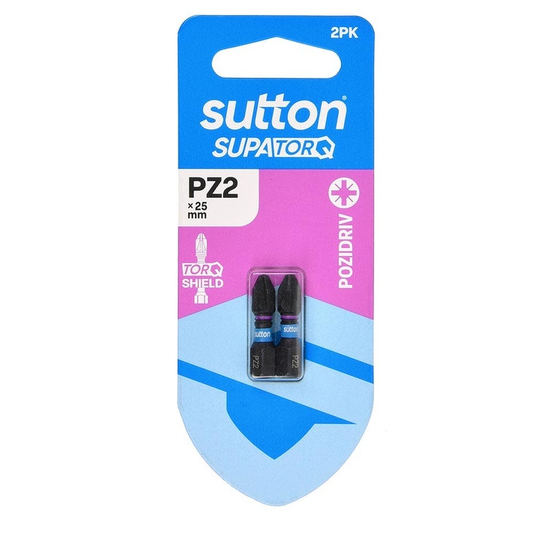 SUTTON PZ2 X 25MM SUPATORQ POZIDRIVE SCREWDRIVER BIT – 2 PIECE S202H02A02
