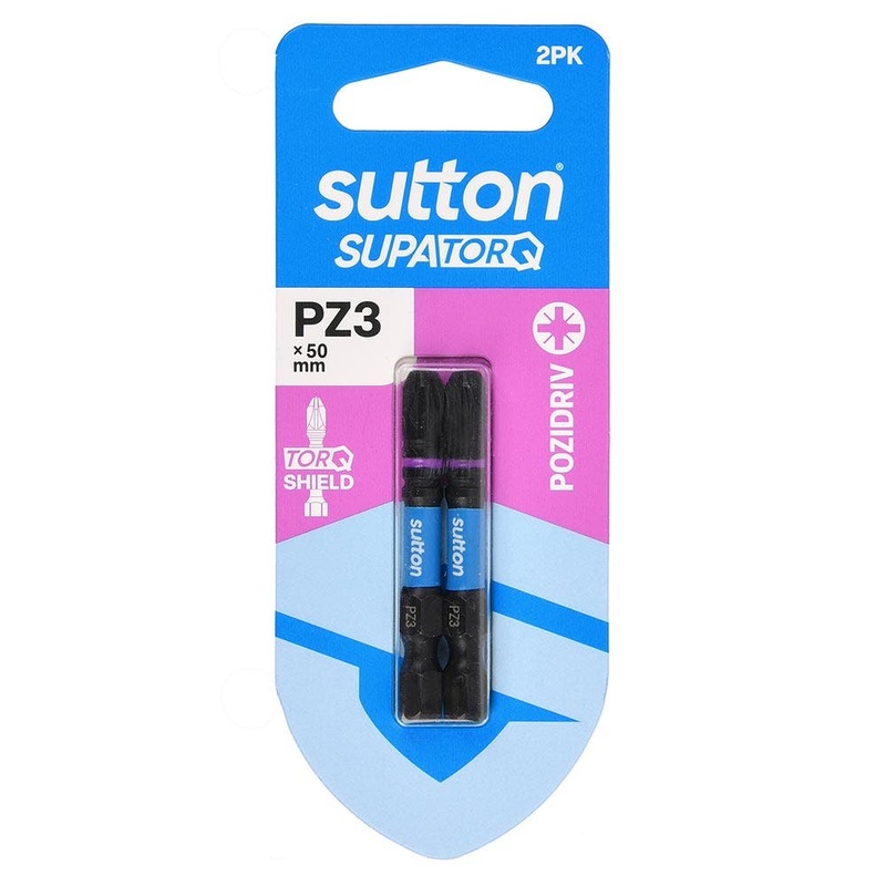 SUTTON PZ3 X 50MM SUPATORQ POZIDRIVE SCREWDRIVER BIT – 2 PIECE S202H02B03