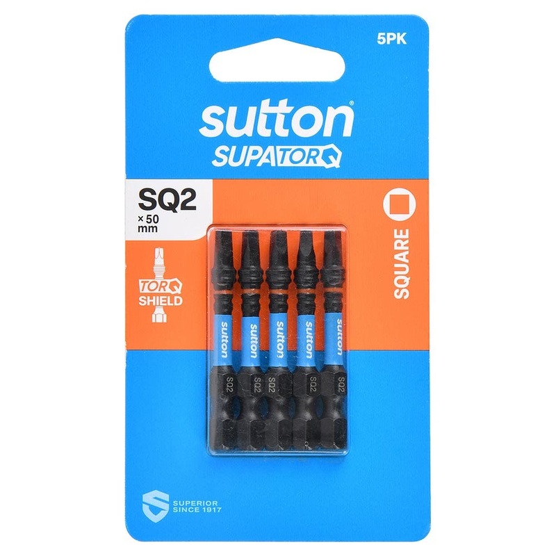 SUTTON SQ2 X 50MM SUPATORQ ROBERTSON SCREWDRIVER BIT – 5 PIECE S204H05B02