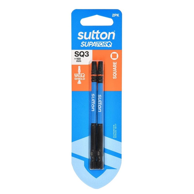SUTTON SQ3 X 100MM SUPATORQ ROBERTSON SCREWDRIVER BIT – 2 PIECE S204H02E03