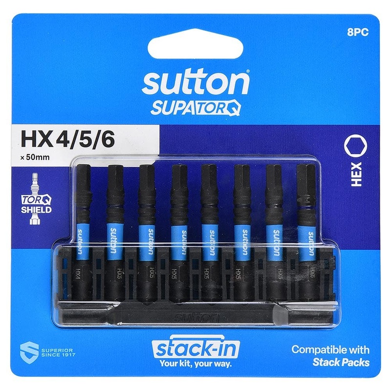 SUTTON Stack- In HEX3-HEX6  x 50mm Screwdriver Bit Set – 8 Piece S206S08B