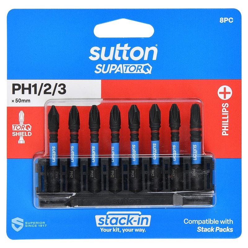 SUTTON STACK- IN PH2 X 50MM SCREWDRIVER BIT SET – 8 PIECE S200S08B