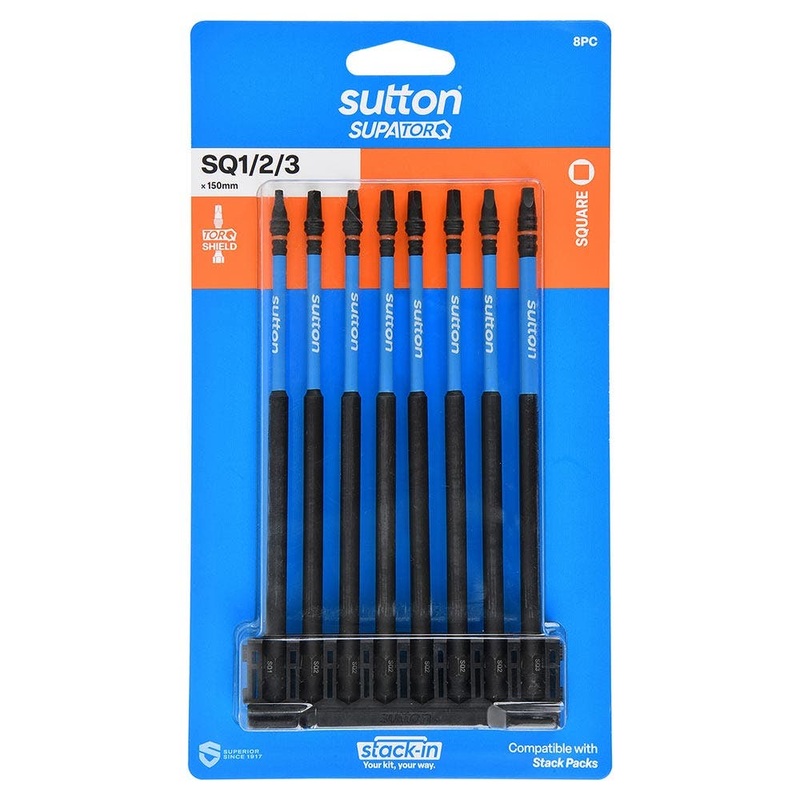 SUTTON STACK- IN R1,R2&R3 X 150MM ROBERTSON SCREWDRIVER BIT SET – 8 PIECE S204S08G
