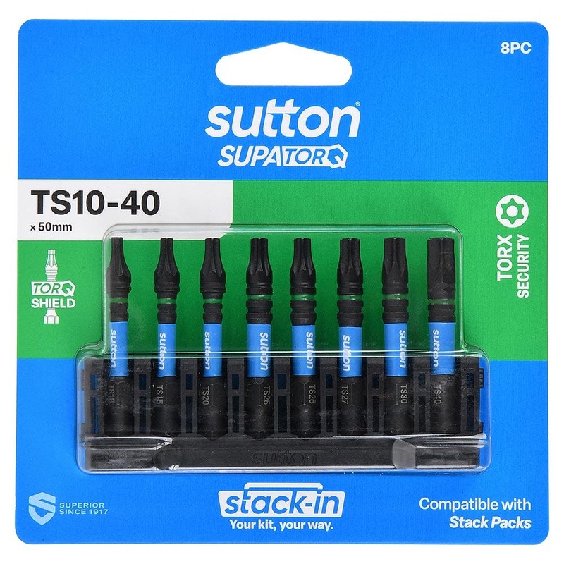 SUTTON Stack- In TS10-TS40X  x 50mm Security Screwdriver Bit Set – 8 Piece S214S08B