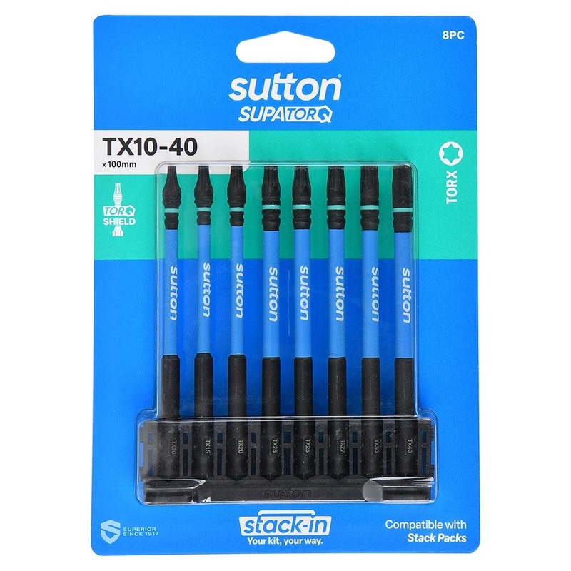 SUTTON Stack- In TX10-TX40  x 100mm Screwdriver Bit Set – 8 Piece S212S08E