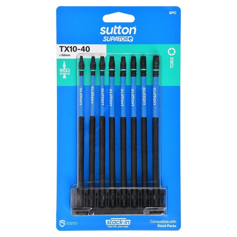 SUTTON Stack- In TX10-TX40  x 150mm Screwdriver Bit Set – 8 Piece S212S08G