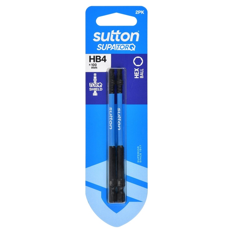 SUTTON SUPATORQ HB4X100MM BALL HEX SCREWDRIVER BIT – 2 PIECE S210H02E04
