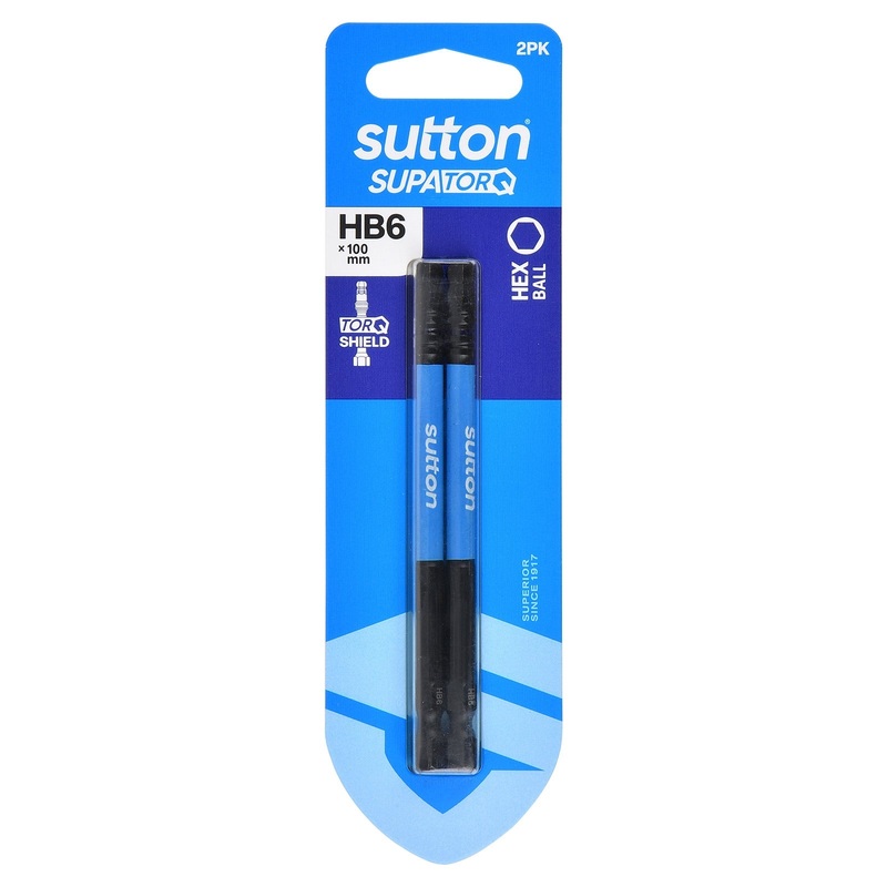 SUTTON SUPATORQ HB6X100MM BALL HEX SCREWDRIVER BIT – 2 PIECE S210H02E06
