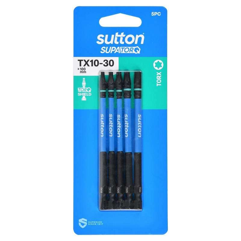 SUTTON SUPATORQ TX10-TX30X100MM TORX SCREWDRIVER BIT SET – 5 PIECE S212S05E30