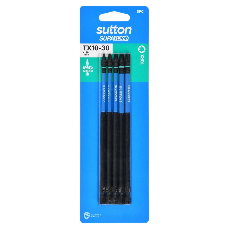 SUTTON SUPATORQ TX10-TX30X150MM TORX SCREWDRIVER BIT SET – 5 PIECE S212S05G30