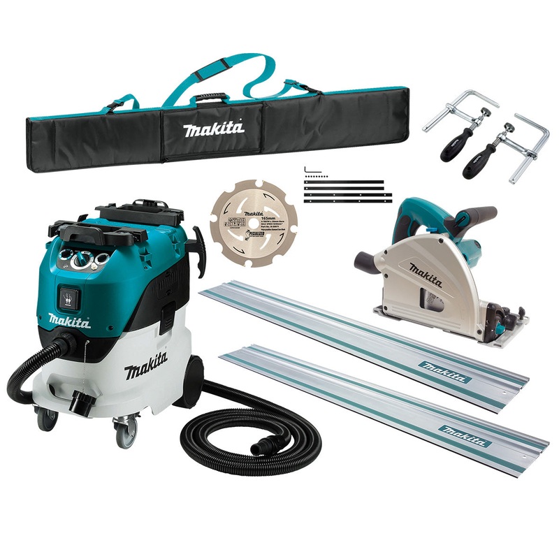 Makita 165mm Plunge Cut Circular Saw Kit and 42L Wet/Dry M Class Vacuum SP6000JT2X-VC42MX2