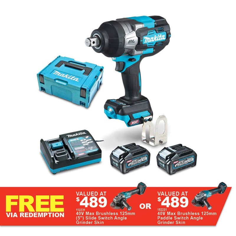 Makita 40V Max Xgt Brushless 2 X 4.0Ah  Impact Wrench Kit Tw001Gm201