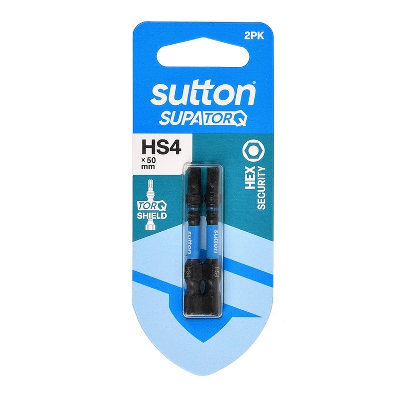 SUTTON HEX-S4 X 50MM SUPATORQ HEX SCREWDRIVER BIT – 2 PIECE S208H02B04