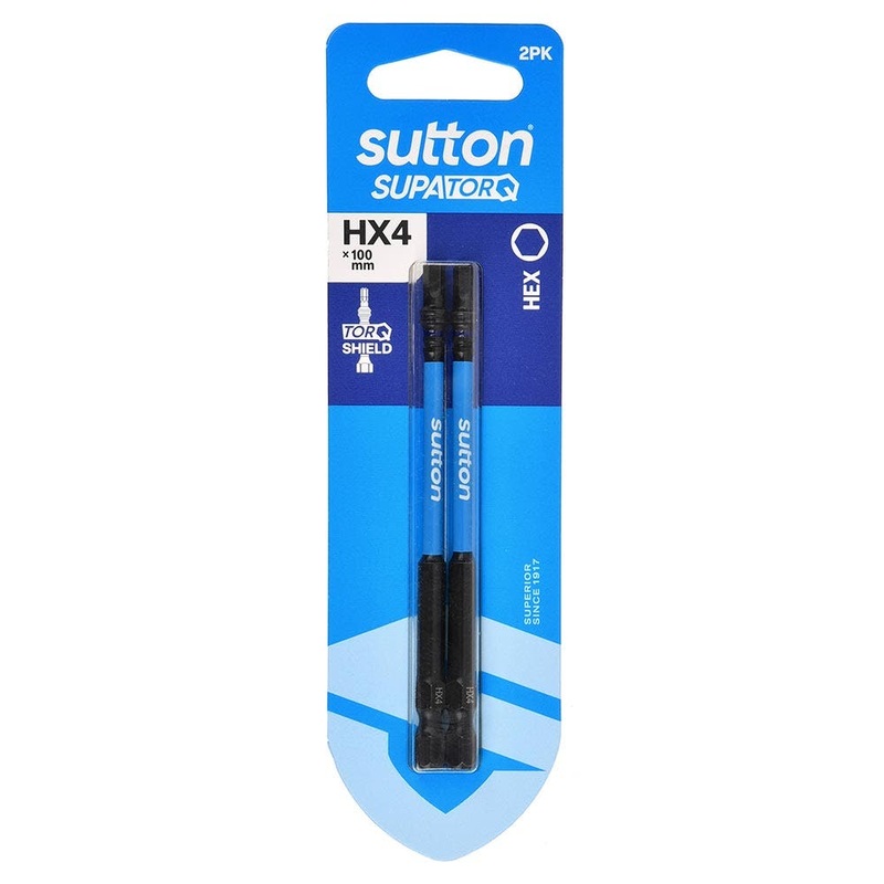 SUTTON HX4 X 100MM SUPATORQ HEX SCREWDRIVER BIT – 2 PIECE S206H02E04