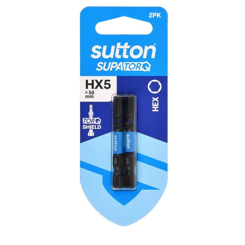 SUTTON HX5 X 50MM SUPATORQ HEX SCREWDRIVER BIT – 2 PIECE S206H02B05