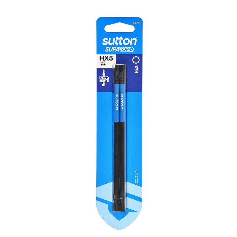 SUTTON HX5 X1 50MM SUPATORQ HEX SCREWDRIVER BIT – 2 PIECE S206H02G05
