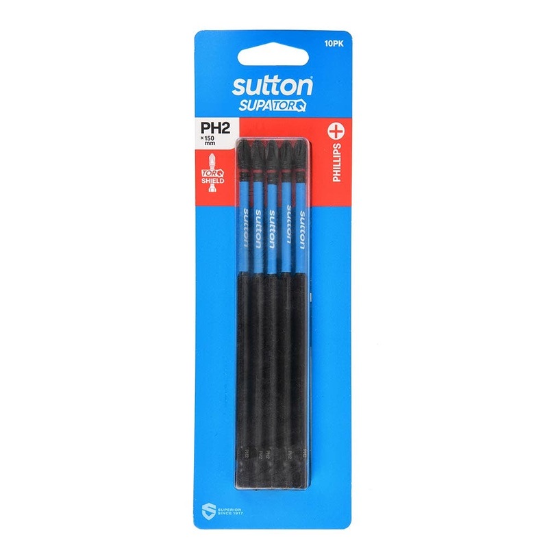 SUTTON PH2 X 150MM SUPATORQ PHILLIPS SCREWDRIVER BIT – 10 PIECE S200H10G02
