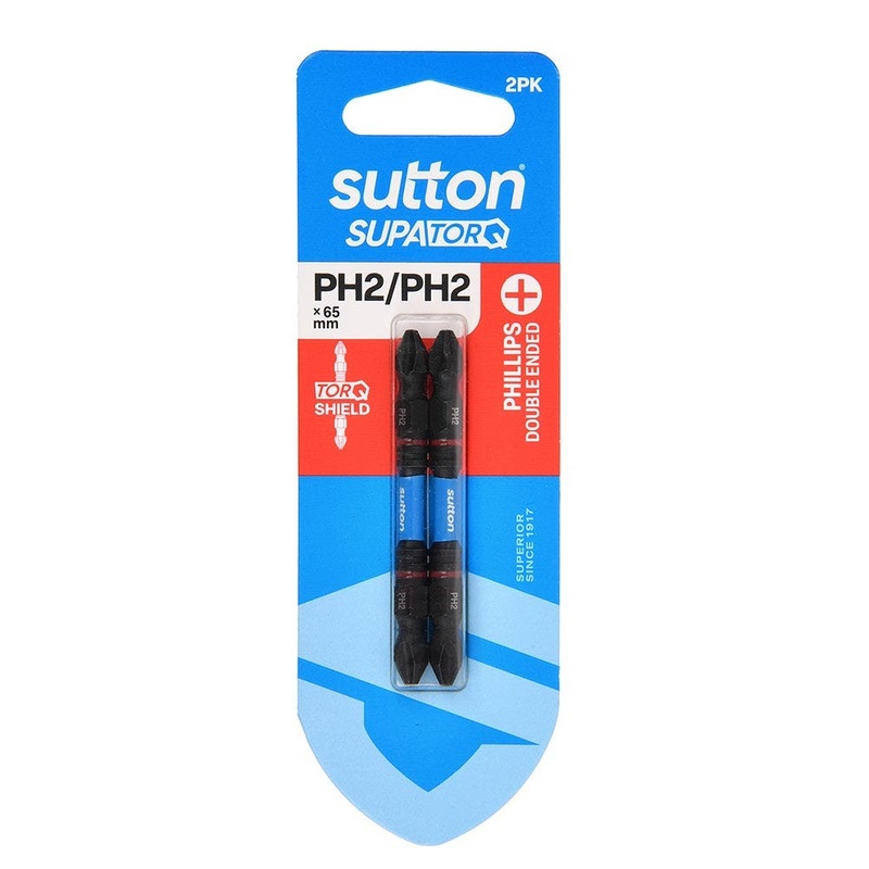 SUTTON PH2 X 65MM SUPATORQ D/E PHILLIPS SCREWDRIVER BIT – 2 PIECE S201H02C02