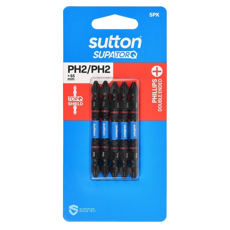 SUTTON PH2 X 65MM SUPATORQ D/E PHILLIPS SCREWDRIVER BIT – 5 PIECE S201H05C02