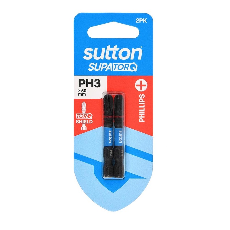 SUTTON PH3 X 50MM SUPATORQ PHILLIPS SCREWDRIVER BIT – 2 PIECE S200H02B03