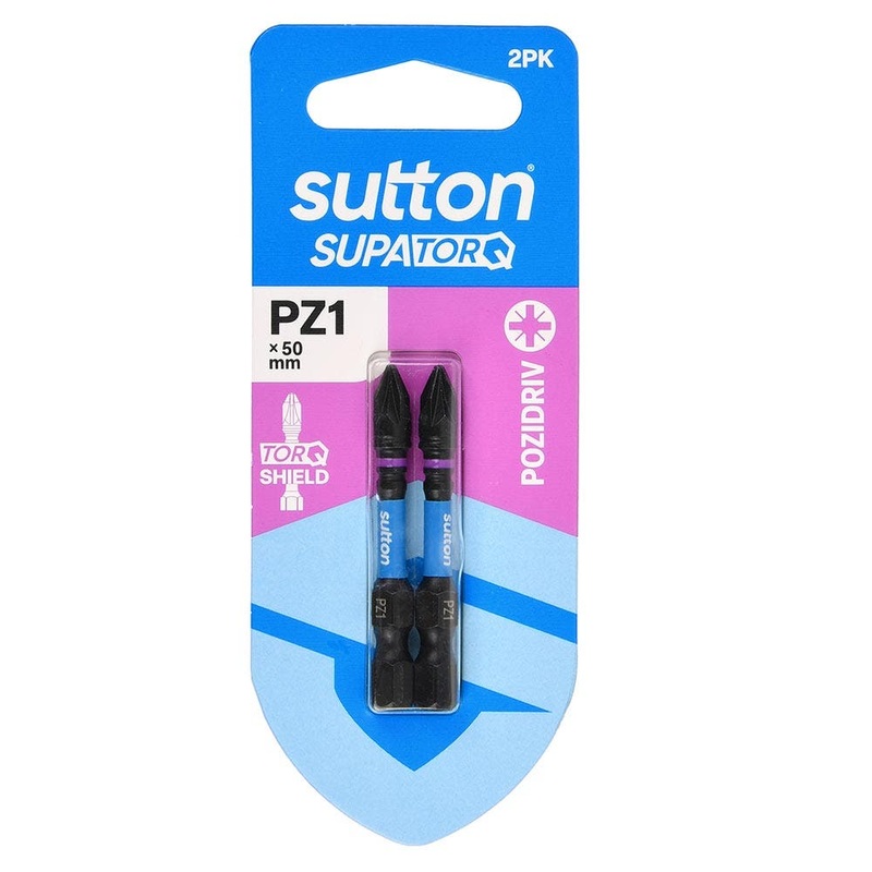 SUTTON PZ1 X 50MM SUPATORQ POZIDRIVE SCREWDRIVER BIT – 2 PIECE S202H02B01
