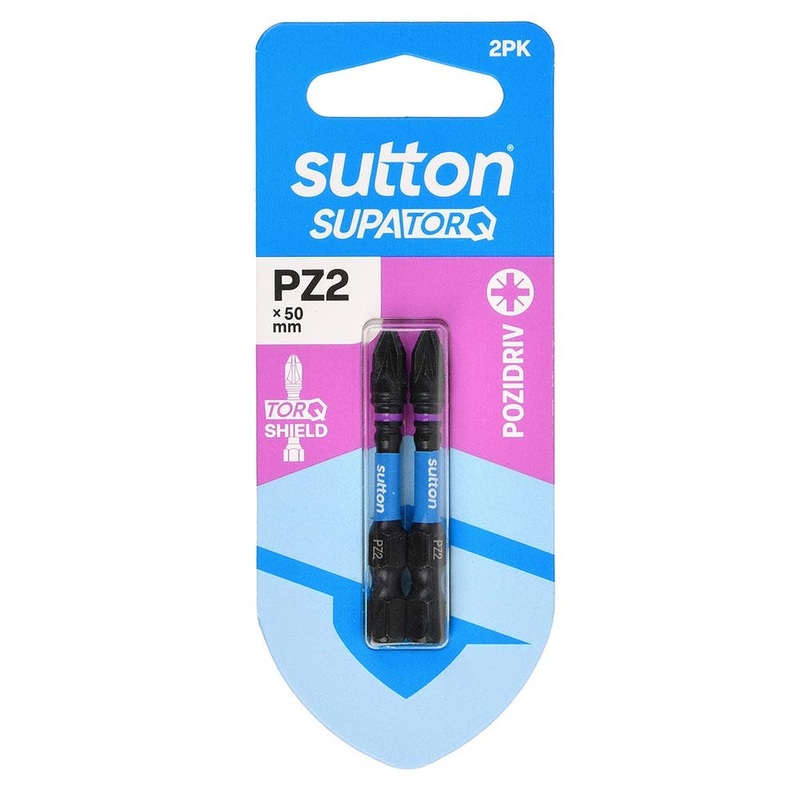 SUTTON PZ2 X 50MM SUPATORQ POZIDRIVE SCREWDRIVER BIT – 2 PIECE S202H02B02