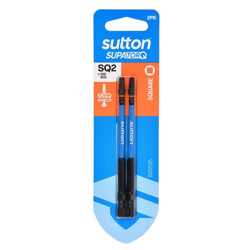 SUTTON SQ2 X 100MM SUPATORQ ROBERTSON SCREWDRIVER BIT – 2 PIECE S204H02E02