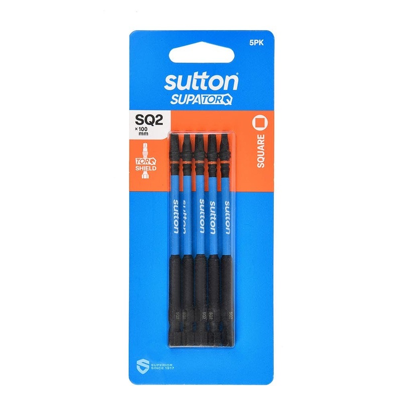 SUTTON SQ2 X 100MM SUPATORQ ROBERTSON SCREWDRIVER BIT – 5 PIECE S204H05E02