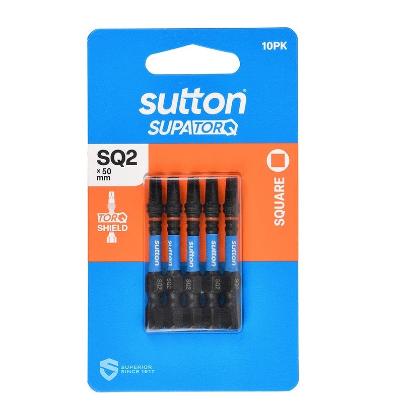 SUTTON SQ2 X 50MM SUPATORQ ROBERTSON SCREWDRIVER BIT – 10 PIECE S204H10B02