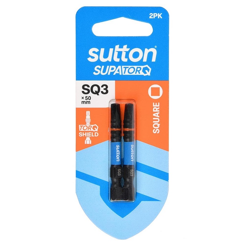 SUTTON SQ3 X 50MM SUPATORQ ROBERTSON SCREWDRIVER BIT – 2 PIECE S204H02B03