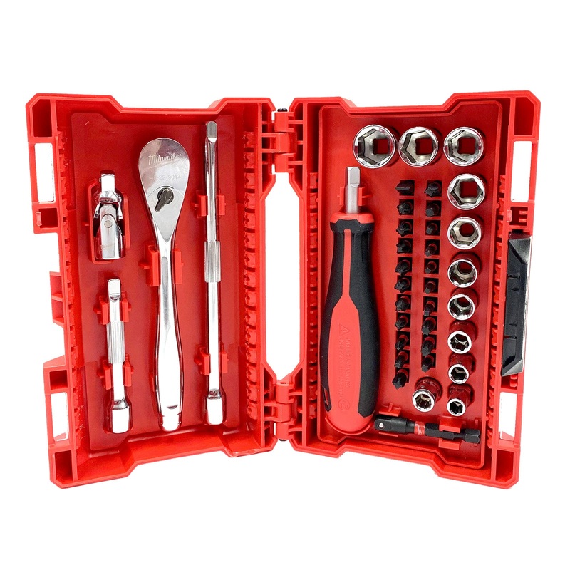 Milwaukee 1/4 Dr 38 Piece Ratchet & Socket Set – Metric 48229599