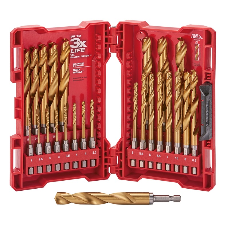Milwaukee 25 Piece Shockwave Titanium Red Hex Drill Bits Kit 48894861