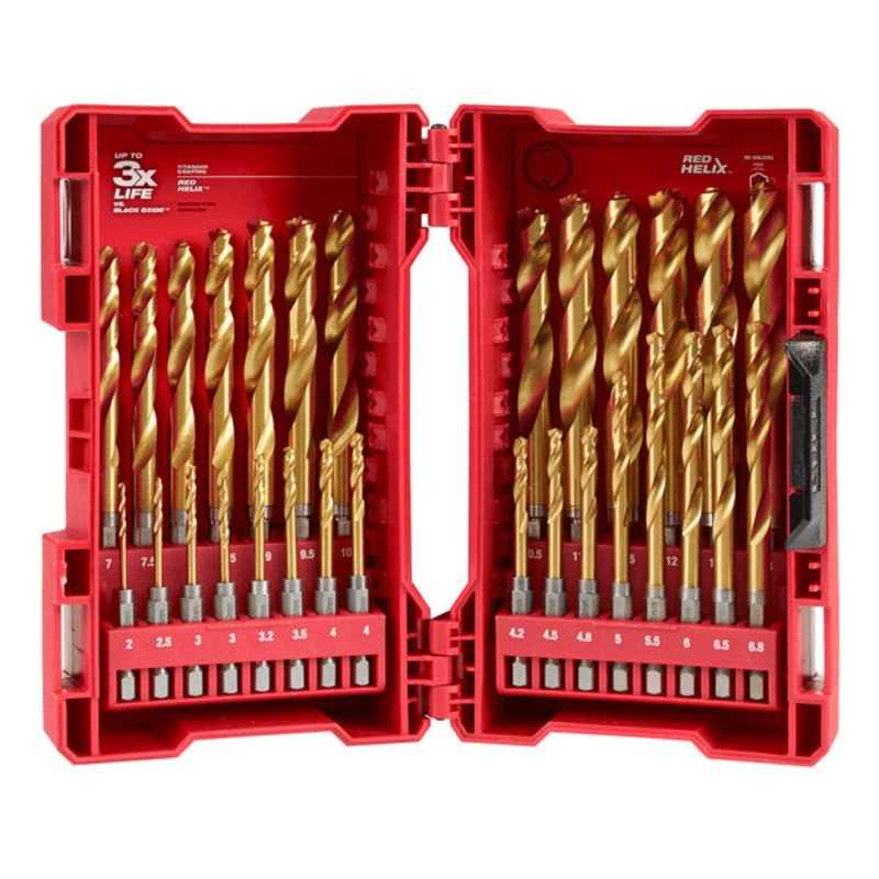 Milwaukee 29 Piece Shockwave Titanium Red Helix Drill Bit Kit 48894862