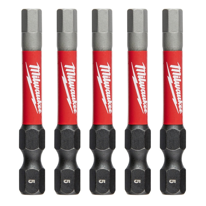 Milwaukee 50mm (2) Shockwave Power Bit Hex 5mm (5 PKT) 48324653