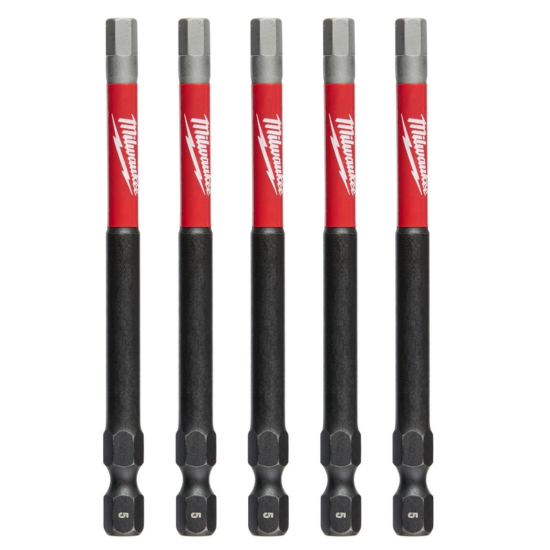 Milwaukee 89mm (3-1/2) Shockwave Power Bit Hex 5mm (5 Pkt) 48324753