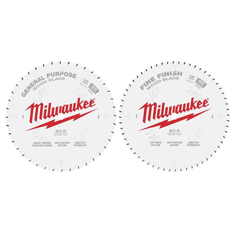 Milwaukee 10 254mm 40T General Purpose Blade + 60T Fine Finish Blade – 2 Pack 48408036